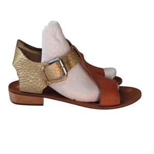 Latigo Tan and Gold Leather Sandal